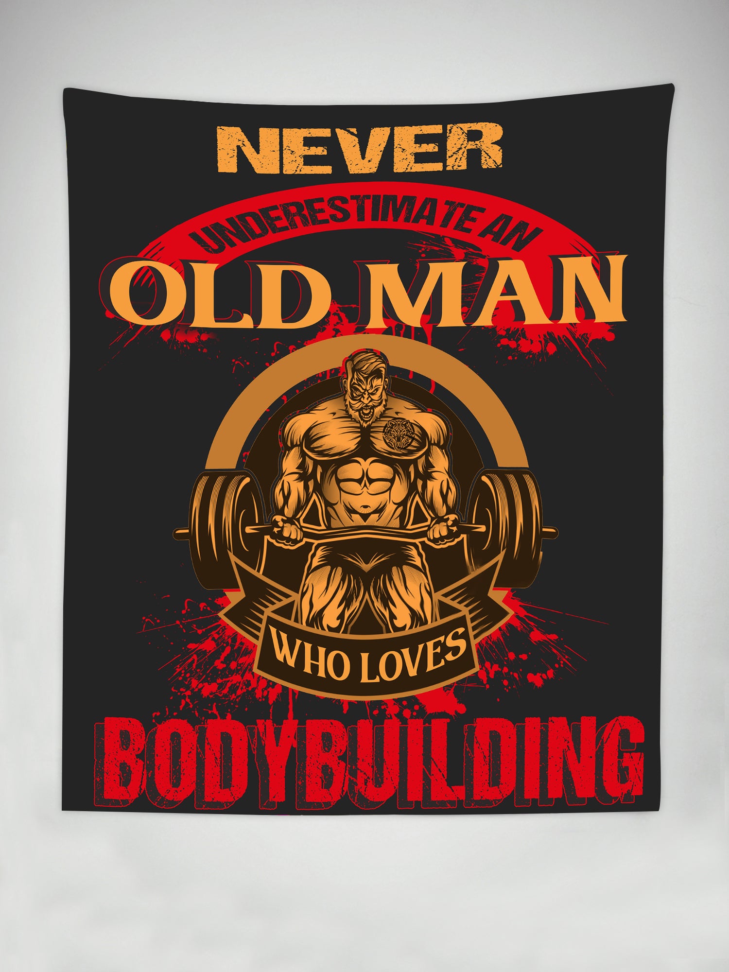 Personalized Old Man Home Gym Decor Wall Banner Flag Tapestry