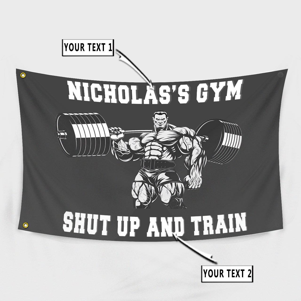 Personalized Bodybuilding Banner Flag Home Gym Decor Gym Gift Muscle Man