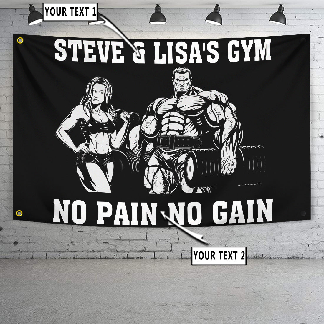 Personalized Bodybuilding Banner Flag Home Gym Decor Gym Gift Beauty And The Beast