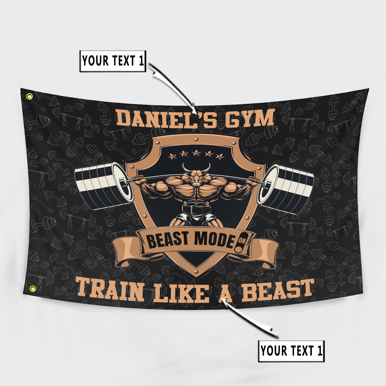 Personalized Bodybuilding Banner Flag Home Gym Decor Gym Gift Train Like A Beast Wall Art