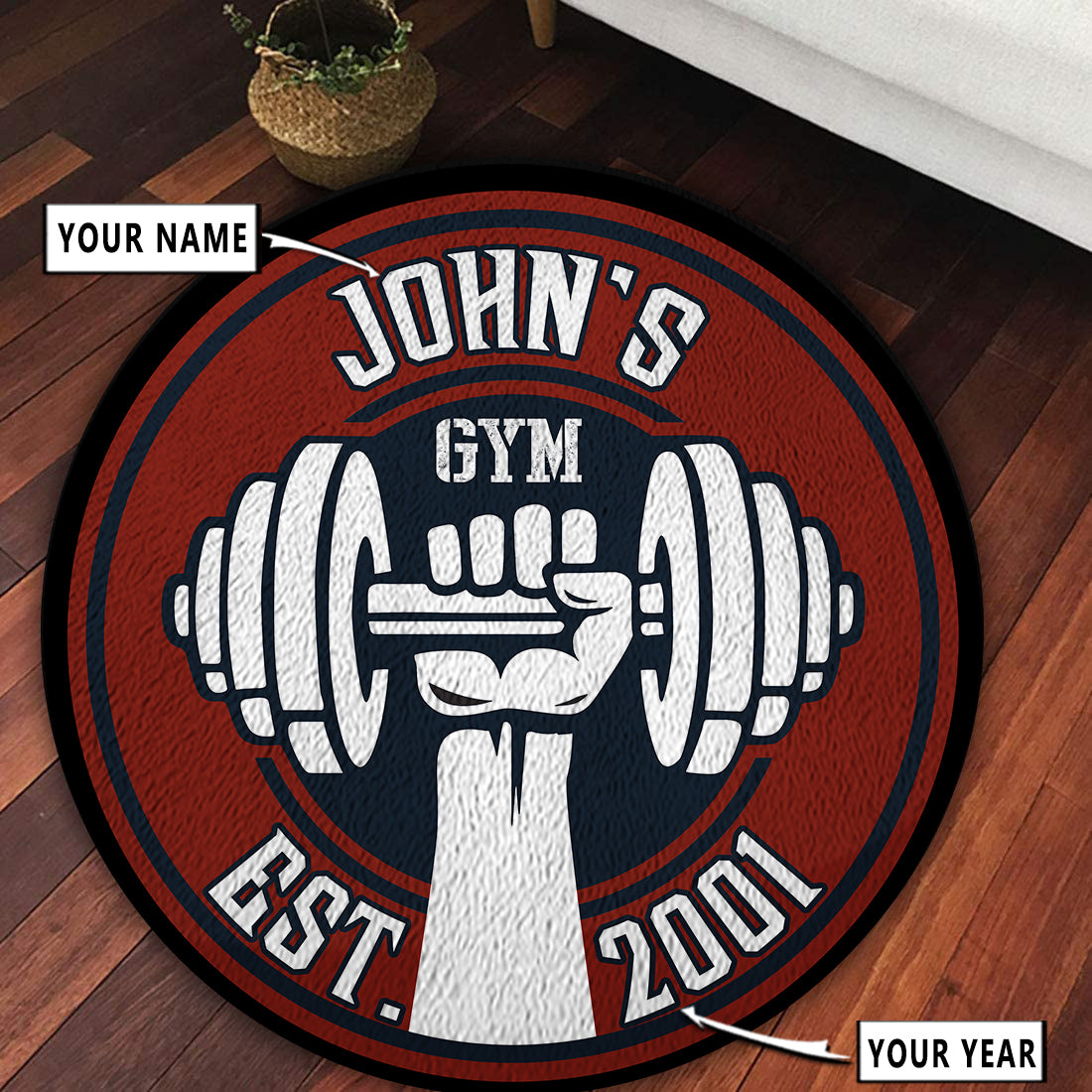 Personalized Gym Round Rug, Home Gym Decor, Bodybuilding gift – Style ...