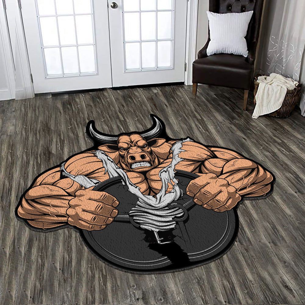 Custom Shaped Rug Bull Home Gym Decor Garage Gym 11037