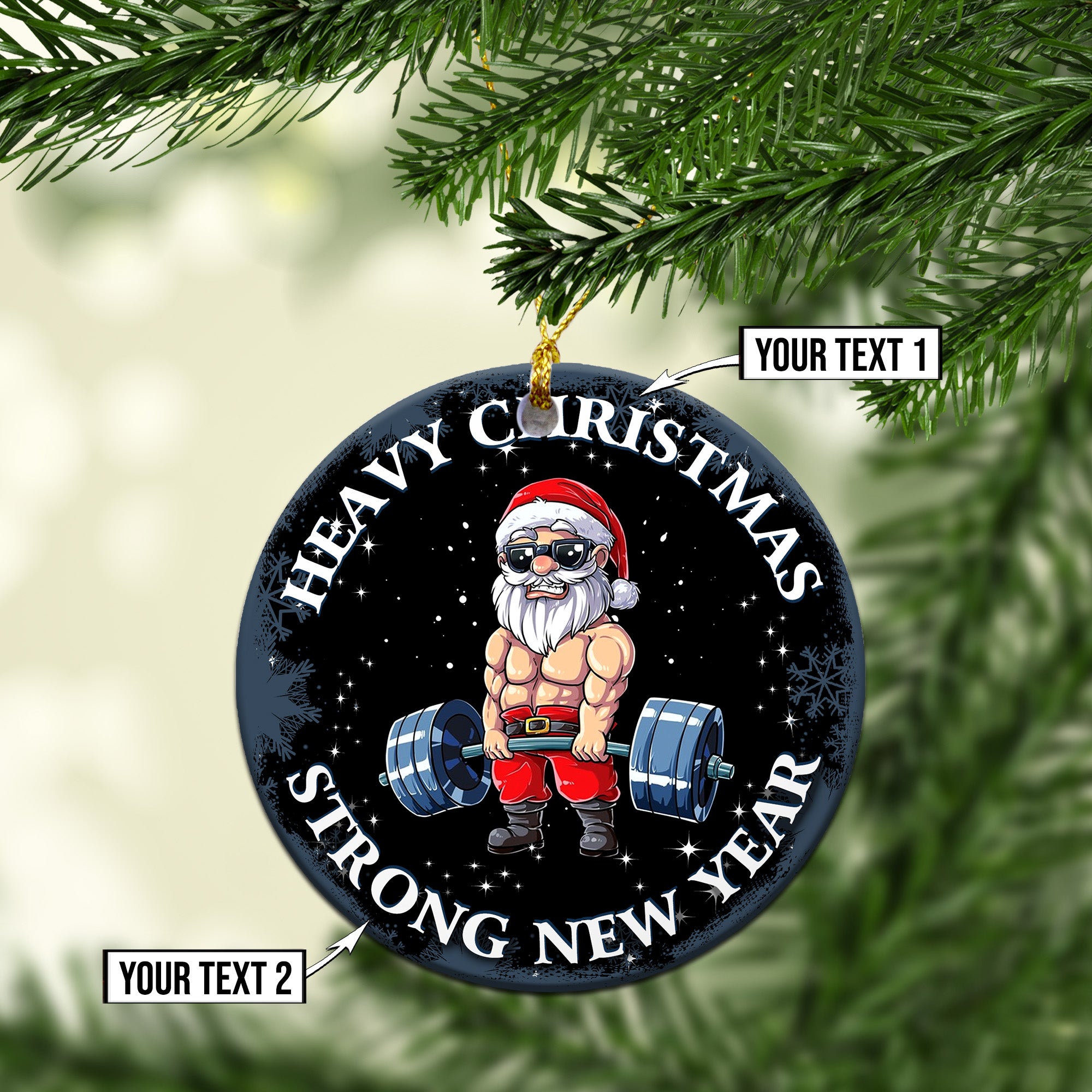 Personalized Gym Christmas Ornament Strong Santa Old Men 11035