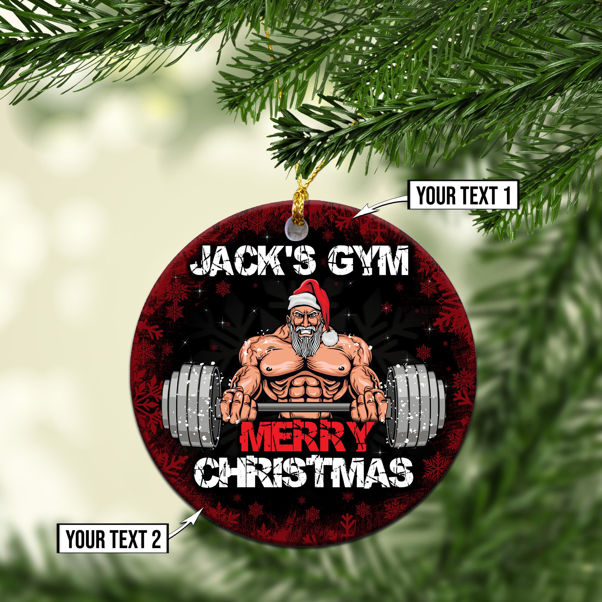 Personalized Gym Christmas Ornament Strong Santa Old Men 11033