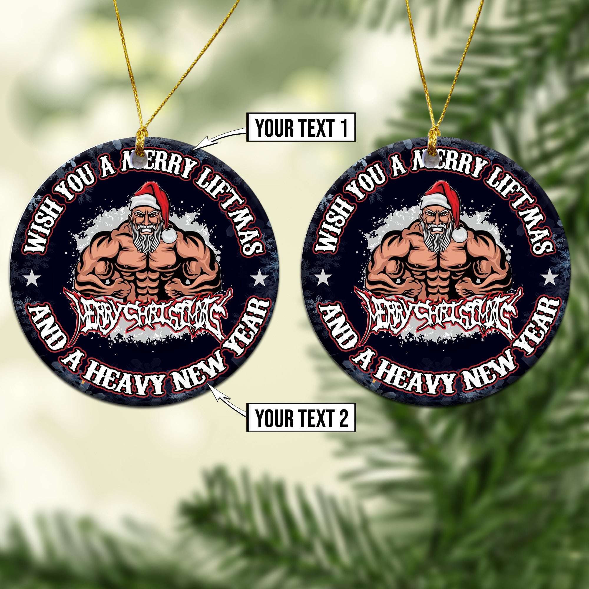 Personalized Gym Christmas Ornament Strong Santa Old Men