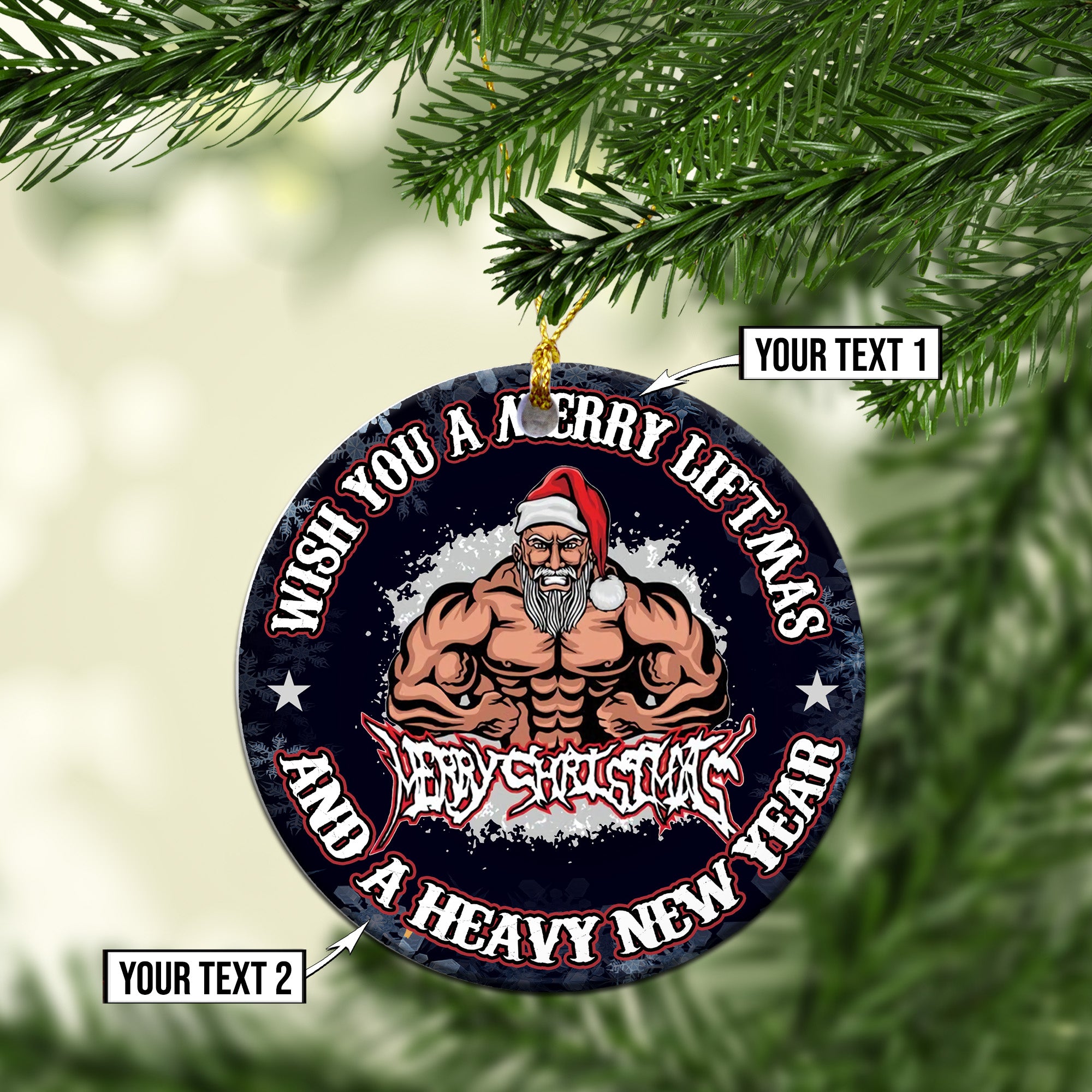 Personalized Gym Christmas Ornament Strong Santa Old Men 11032