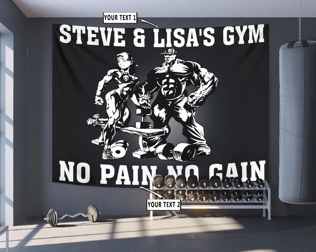 Personalized Bodybuilding Banner Flag Tapestry Home Gym Decor Beauty And The Beast