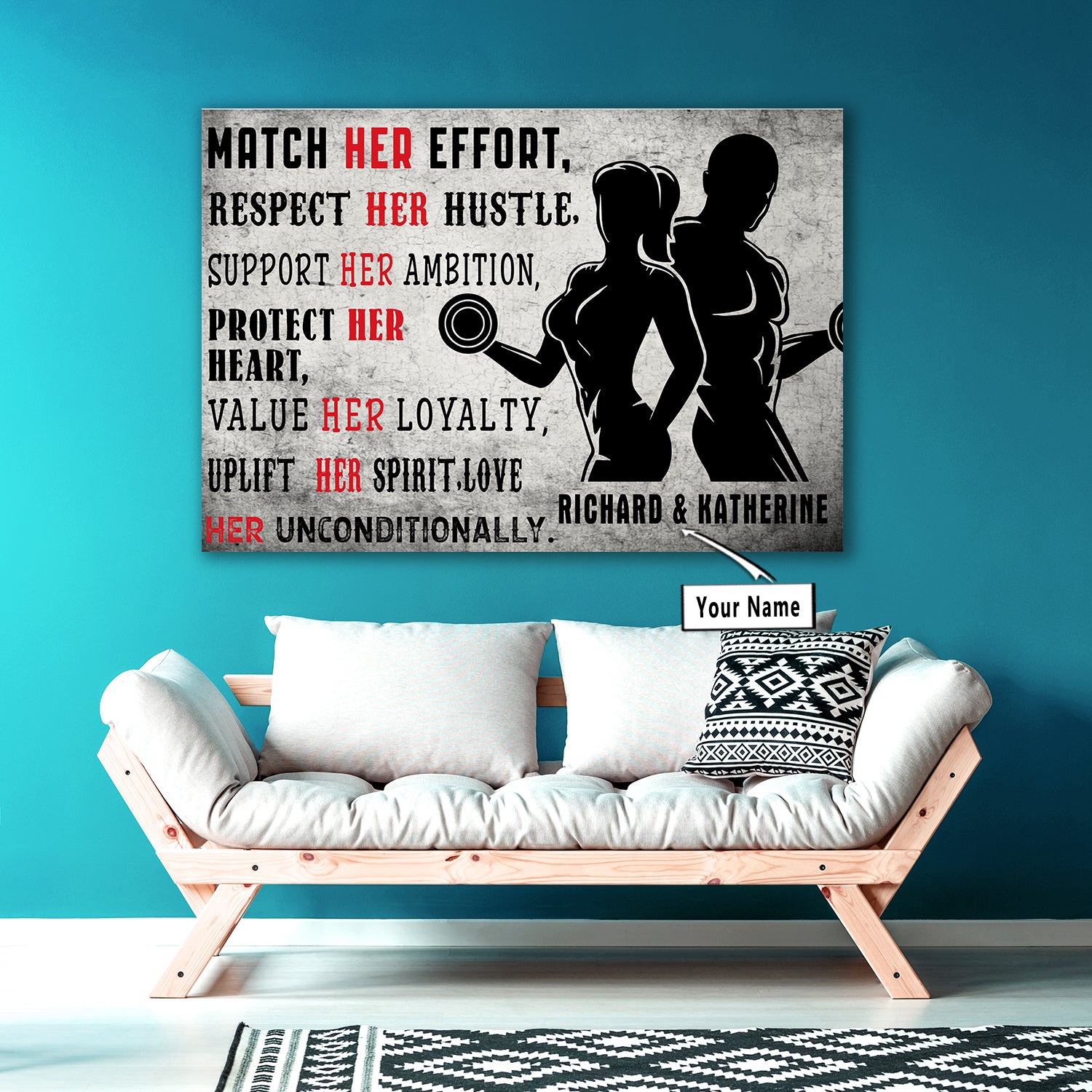 Personalized Home Gym Decor Couple Quotes Motivation Canvas Wall Art