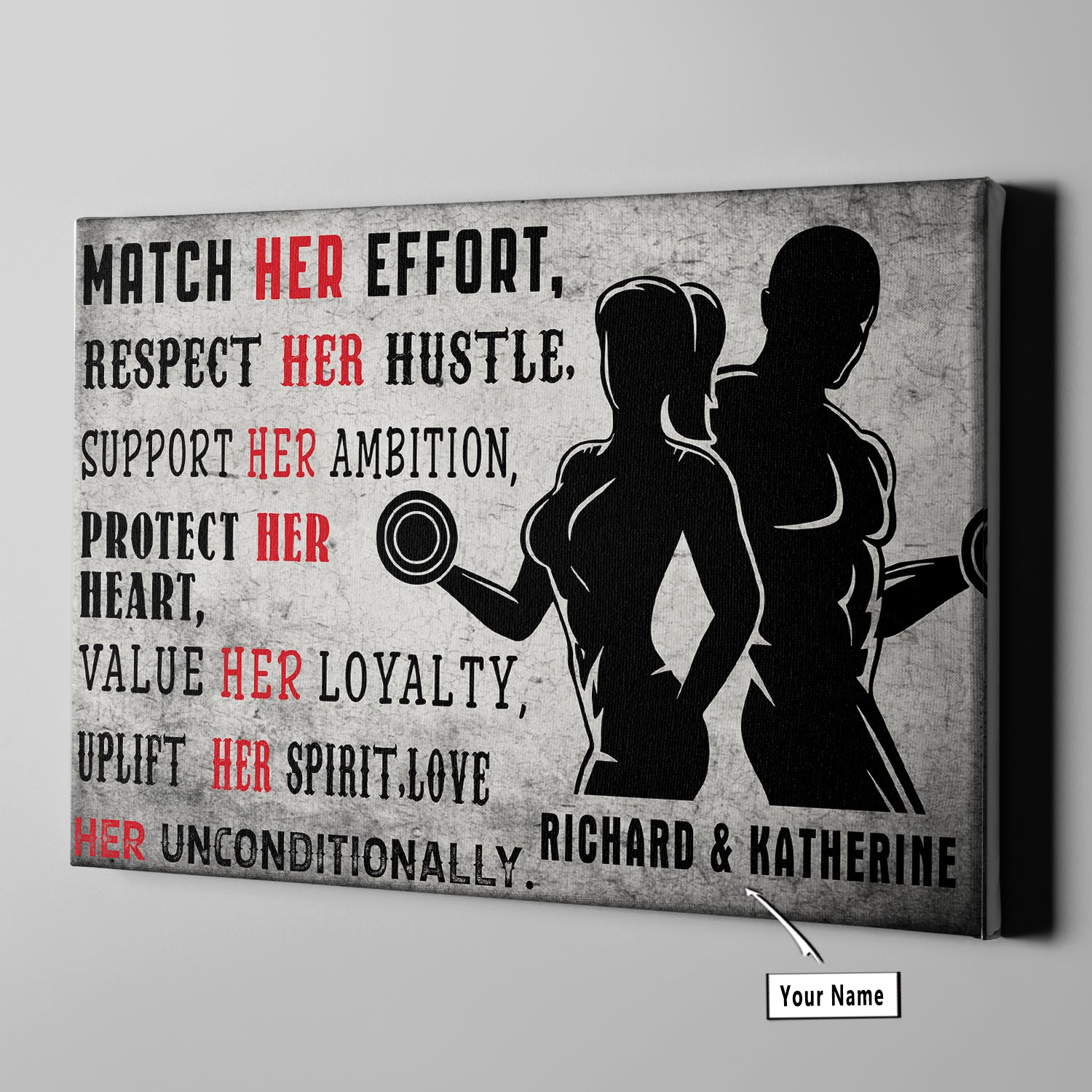 Personalized Home Gym Decor Couple Quotes Motivation Canvas Wall Art