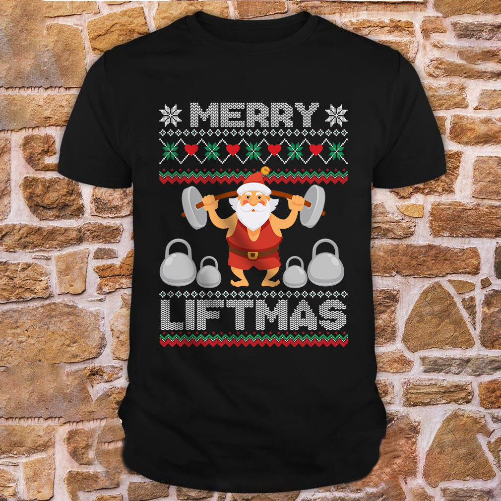 Gym X-Mas Merry Liftmas Santa T-Shirt