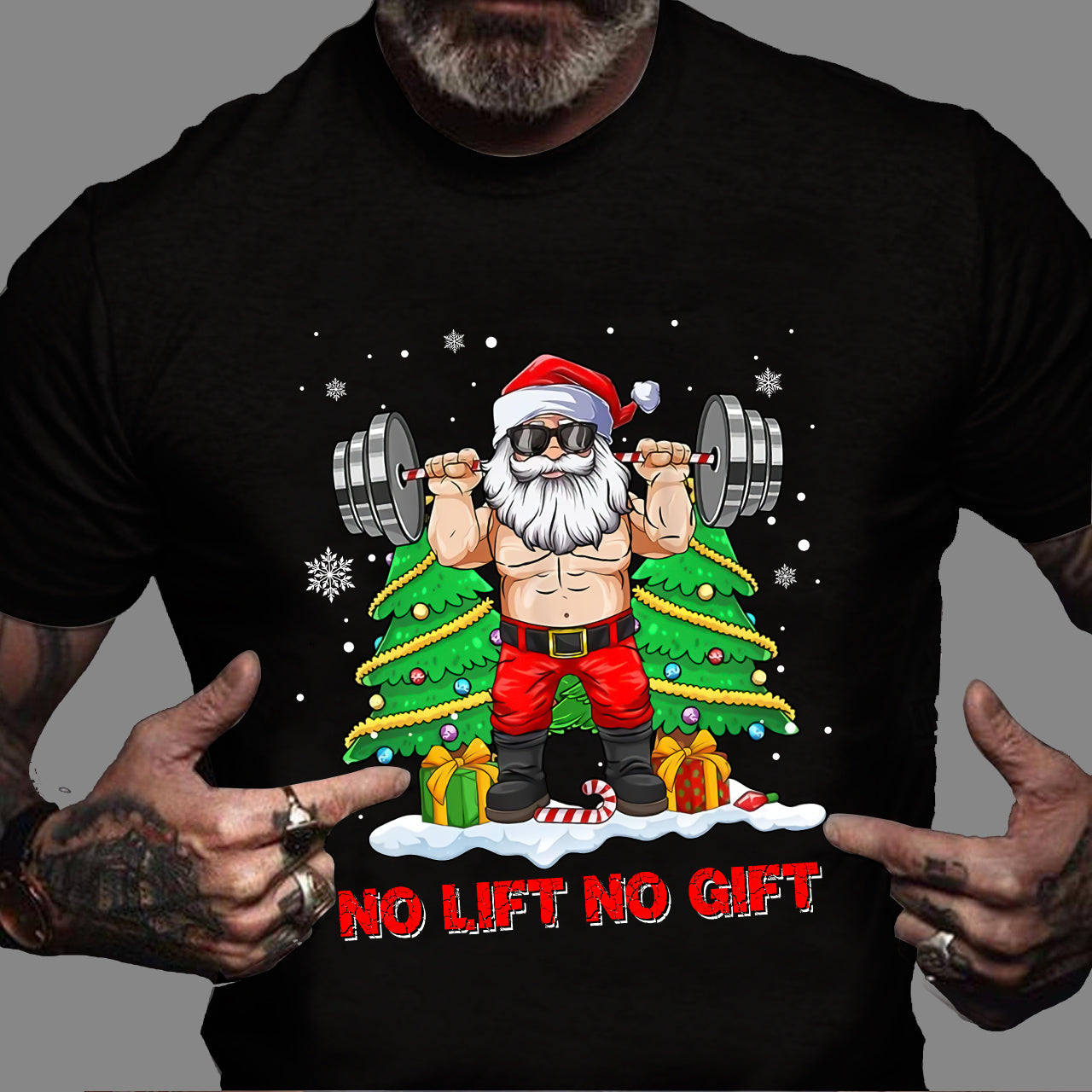 Gym Santa Fitness Lifting Christmas T- Shirt 11042