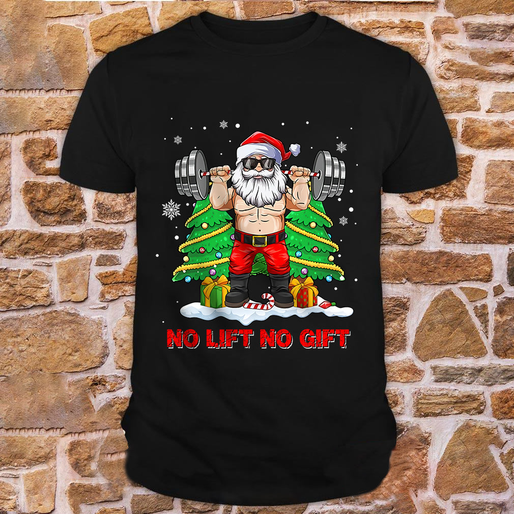 Gym Santa Fitness Lifting Christmas T- Shirt