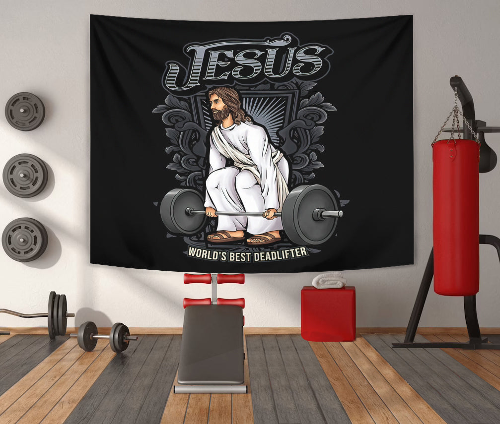 Funny Jesus Christian Weight Lifting Gym Flag 11254