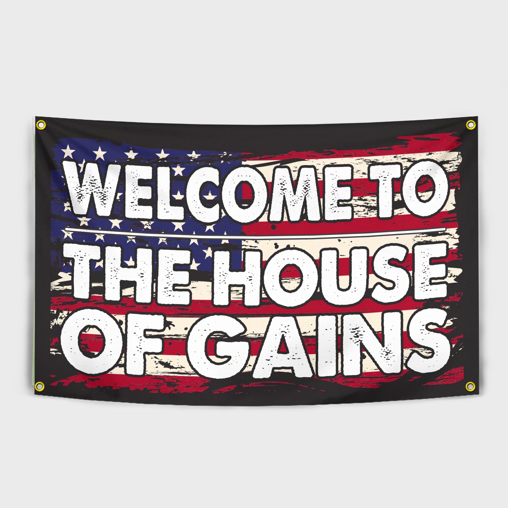 House Of Gains Banner Motivational Home Gym Decor 11249