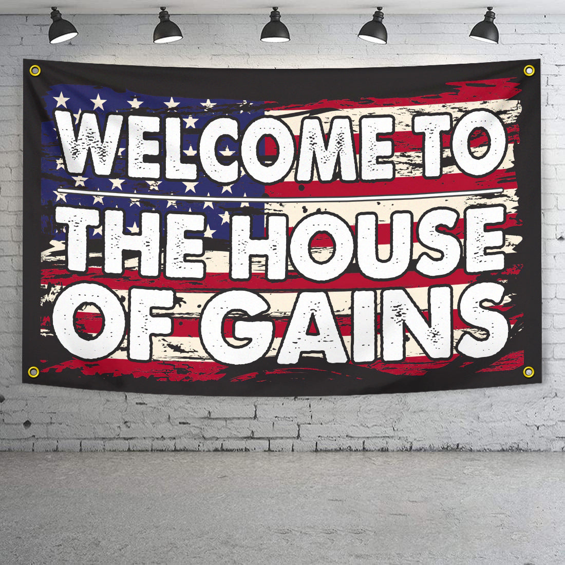 House Of Gains Banner Motivational Home Gym Decor