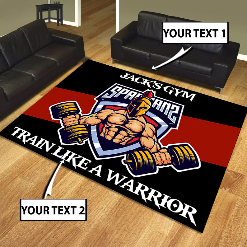 Personalized Gym Rug Spartan Home Gym Decor Motivational Quotes Weightlifting 10925
