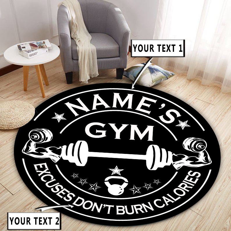 Personalized Gym Round Rug Home Gym Decor Bodybuilding gift