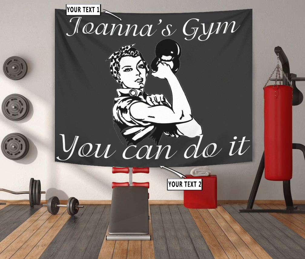 Personalized Fitness Girl Gym Banner Flag Tapestry