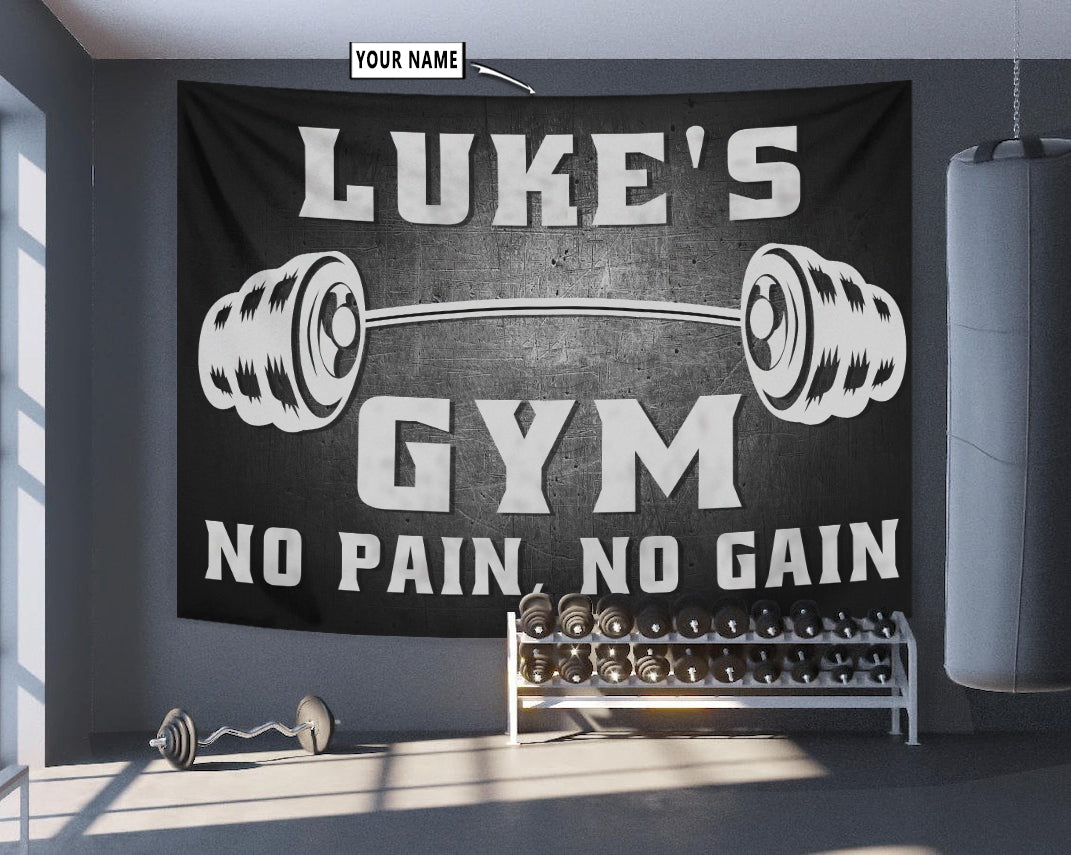 Personalized Gym Banner Tapestry Wall Decor Weightlifting Gift