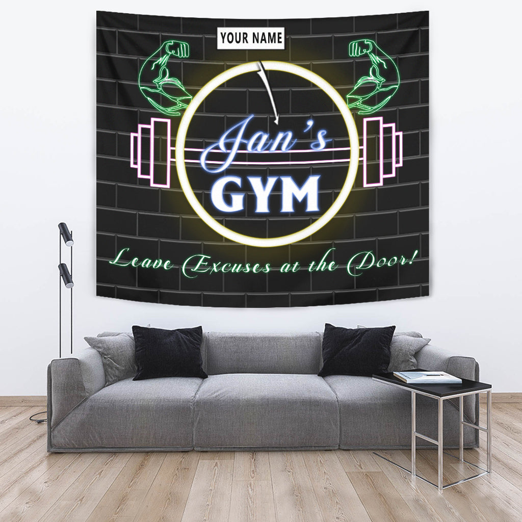 Personalized Home Gym Decor Banner Flag Tapestry Motivational Quotes