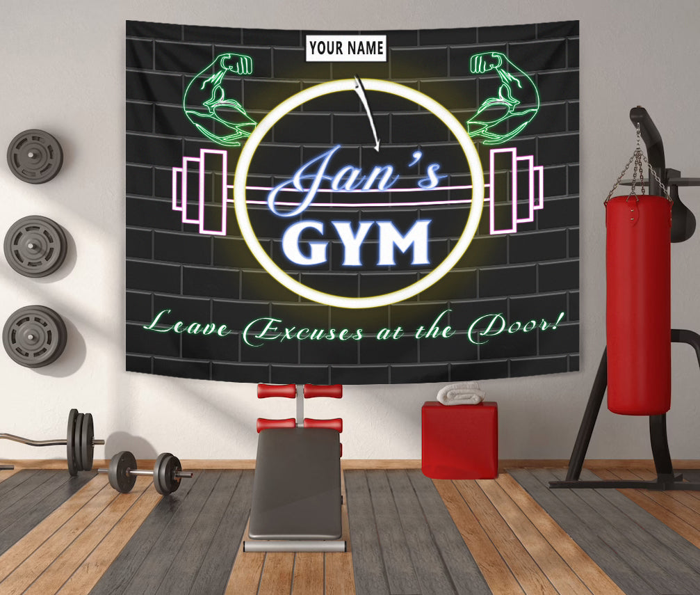 Personalized Home Gym Decor Banner Flag Tapestry Motivational Quotes