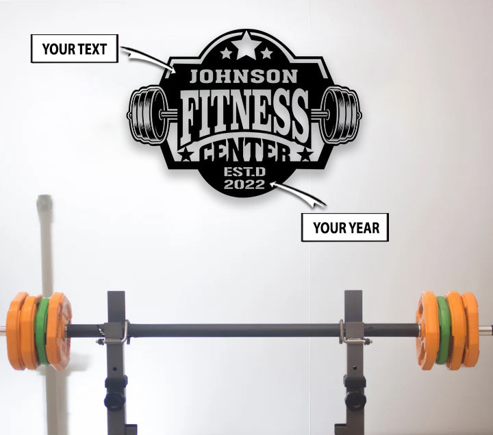 Gym Custom Metal Sign Fitness center Bodybuilding Barbell Weightlifting Gift