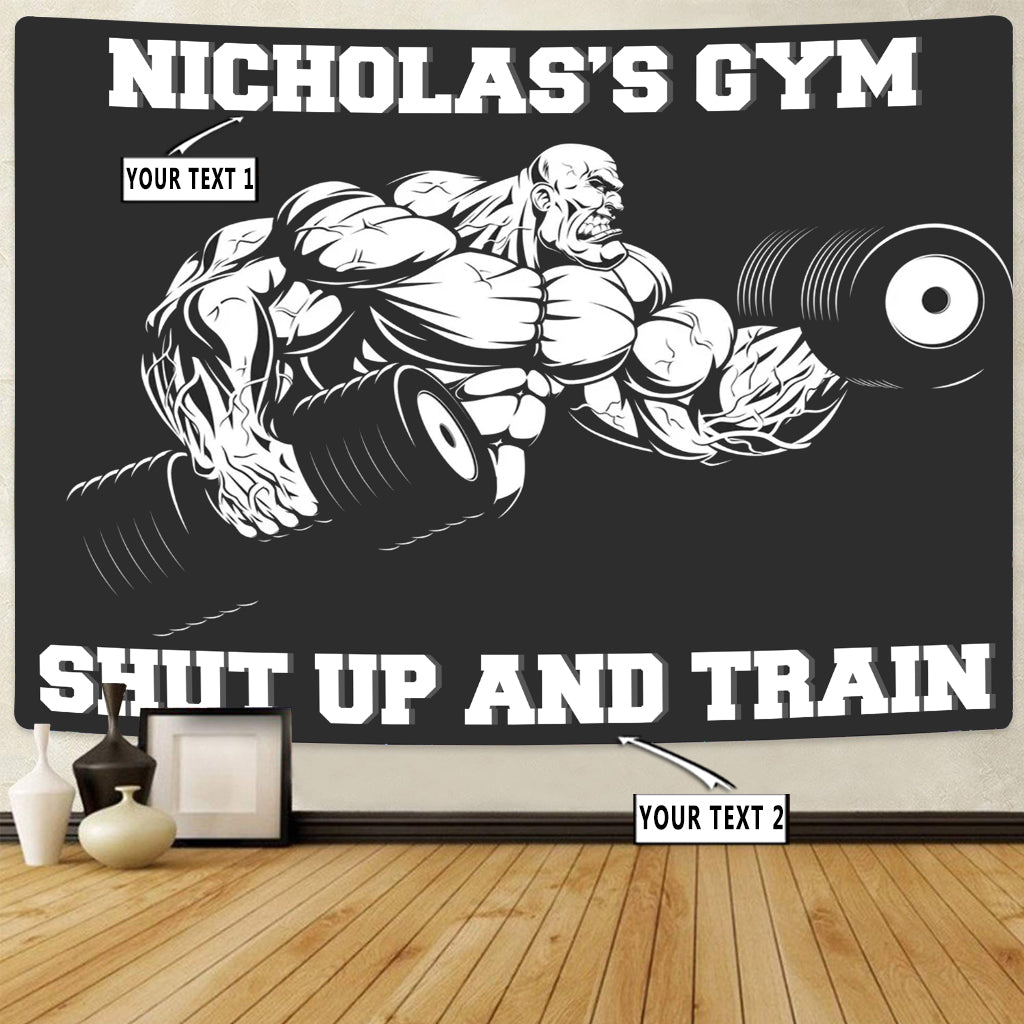 Personalized Home Gym Decor Muscle Man Banner Flag Tapestry