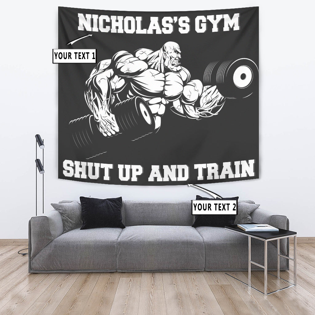 Personalized Home Gym Decor Muscle Man Banner Flag Tapestry