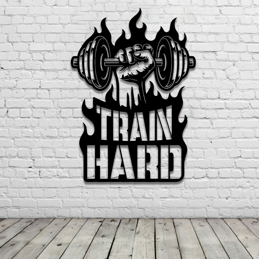 Gym Custom Metal Sign Train Hard Home Gym Decor