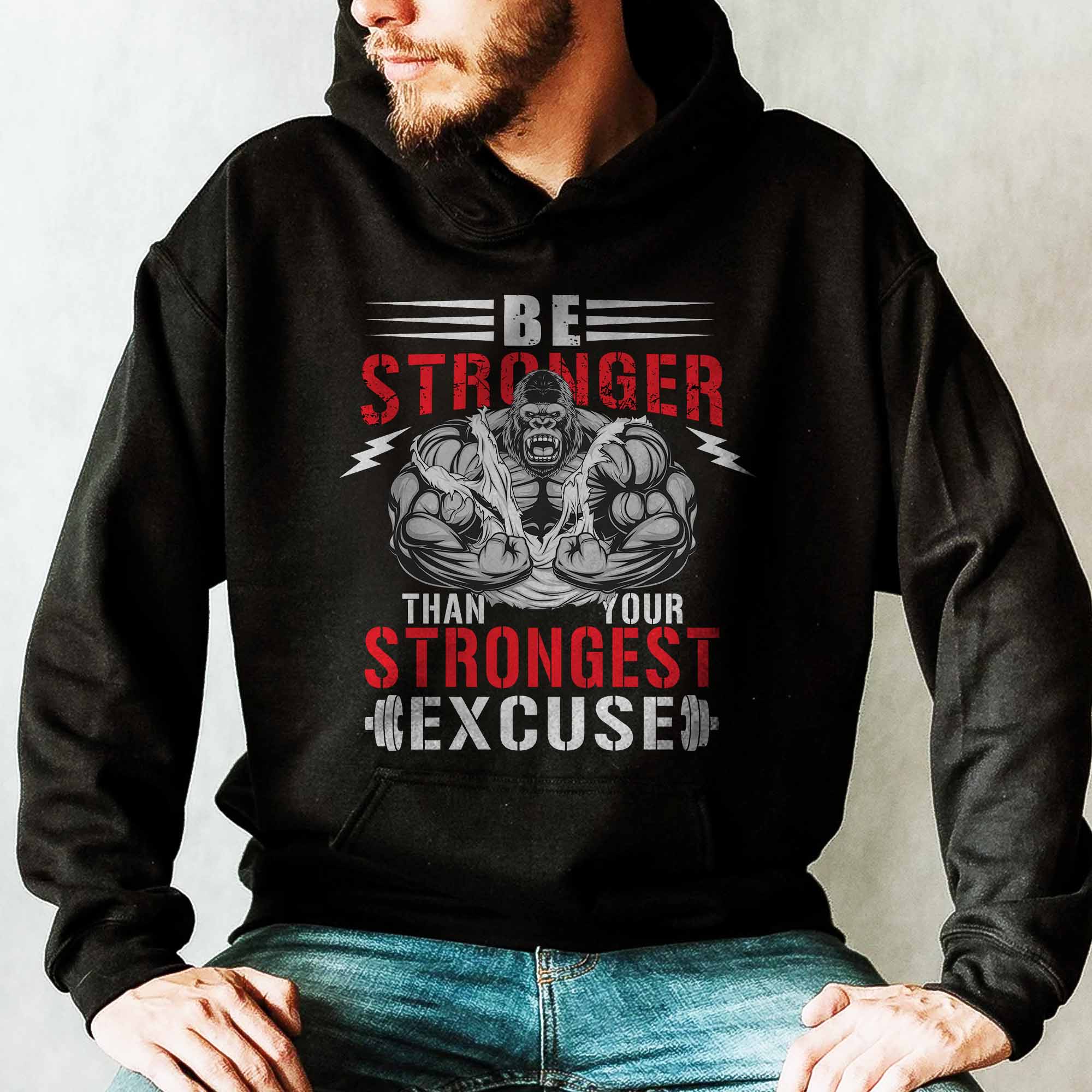 Gym Pump Cover Hoodie Muscle Gorilla Motivational Quotes Saying