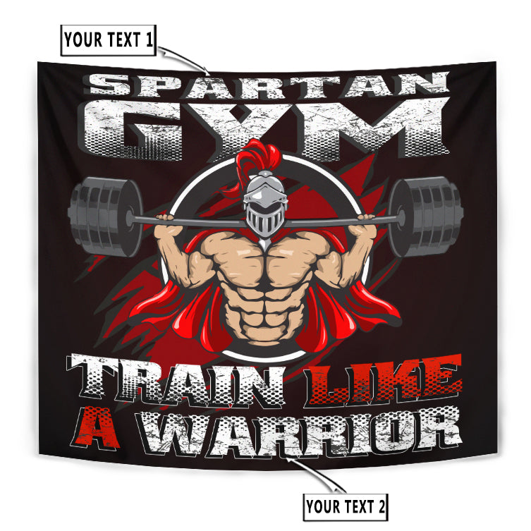 Personalized Gym Flag Banner Tapestry Spartan Home Gym Decor Motivational Quotes