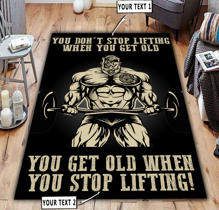 Personalized Gym Rug Home Gym Decor Old Man Carpet Bodybuilding Gift