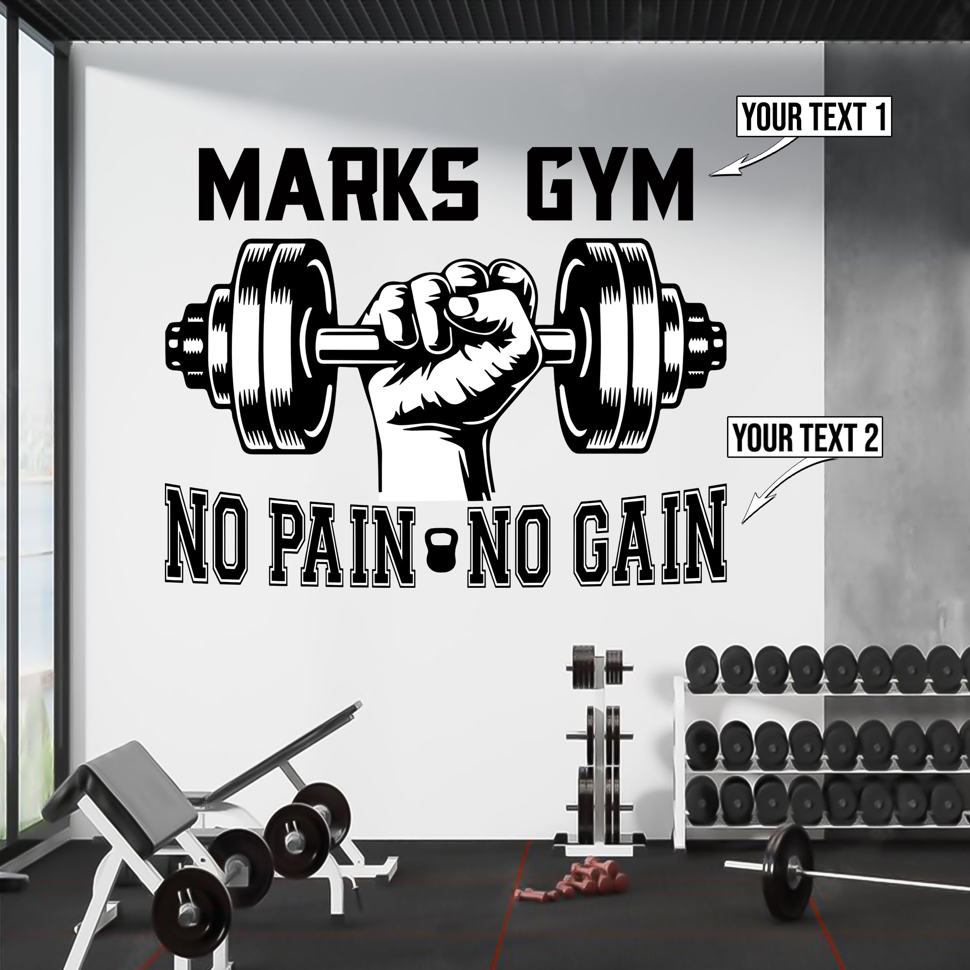Gym Wall Decal Fitness Wall Sticker Personalized Vinyl Lettering Custom Home Gym Decor