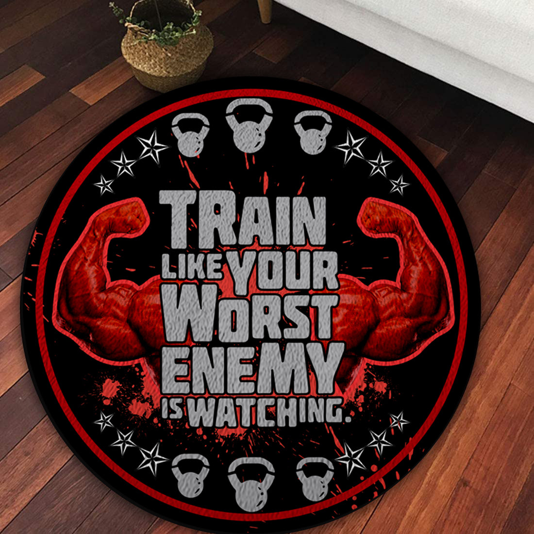 Motivational Quotes Gym Round Rug Carpet Home Gym Decor Bodybuilding gift