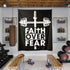 Faith Over Fear Dumbbell Cross Gym Flag