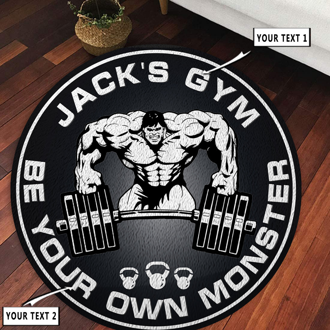 Personalized Bodybuilding Home Gym Decor Hulk Round Rug, Carpet