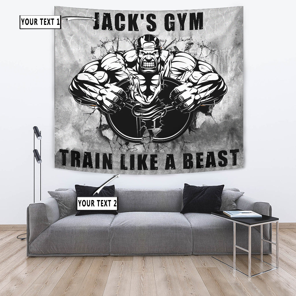 Personalized Bodybuilding Home Gym Decor Muscle Man Banner Flag Tapestry