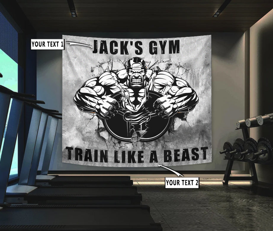 Personalized Bodybuilding Home Gym Decor Muscle Man Banner Flag Tapestry