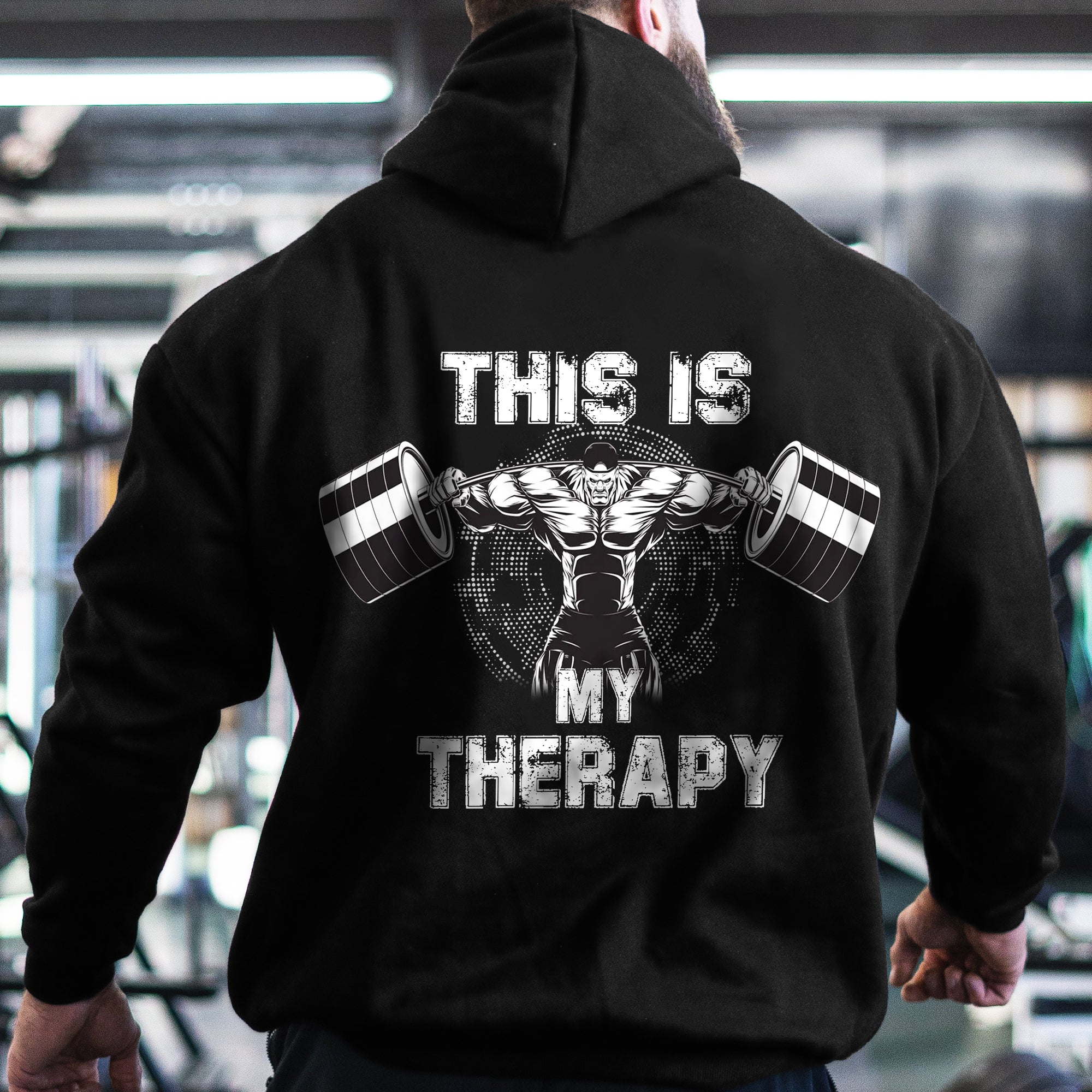 Pump Cover Gym Hoodie Weightlifting Shirt Body This is My Therapy 11069