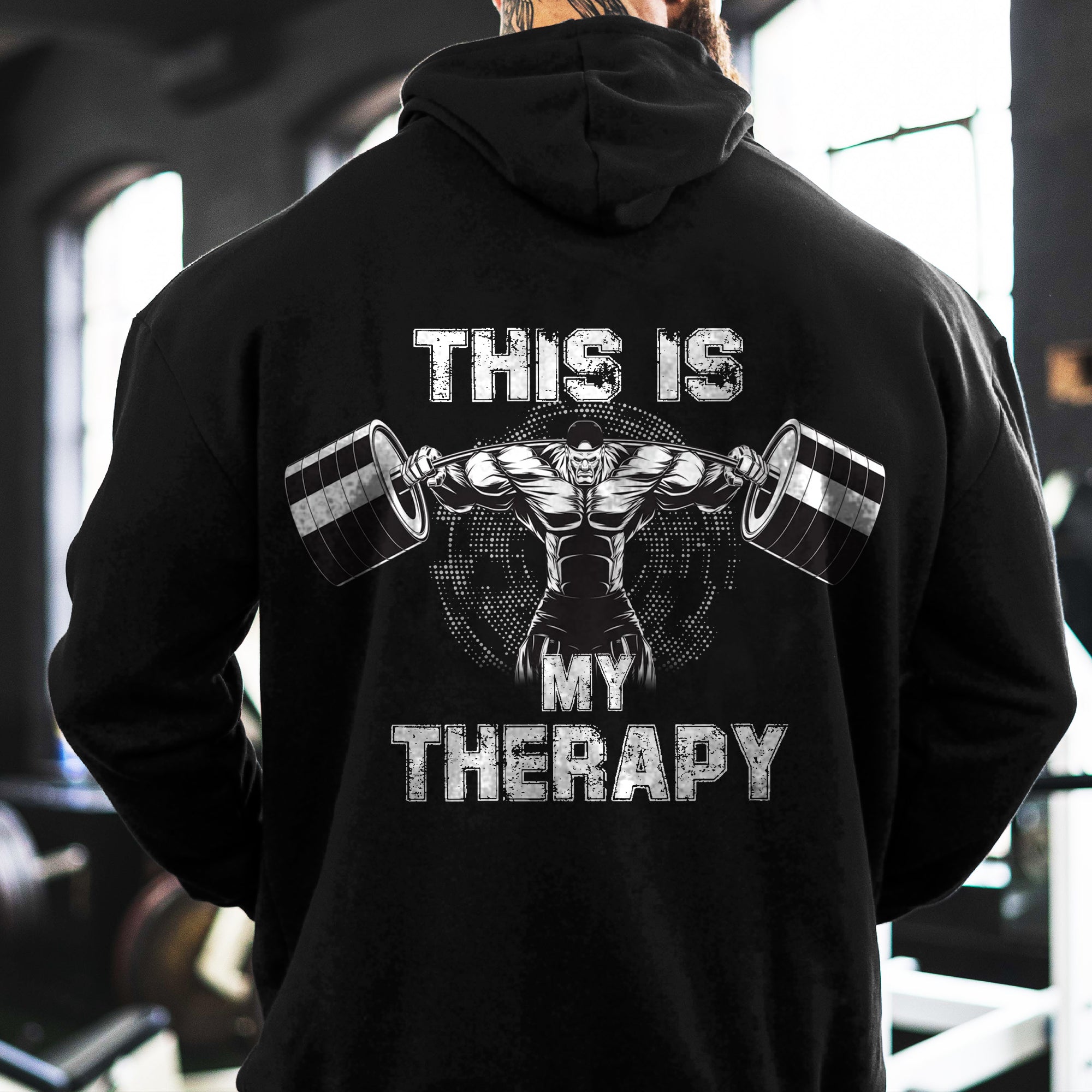Pump Cover Gym Hoodie Weightlifting Shirt Body This is My Therapy 11069