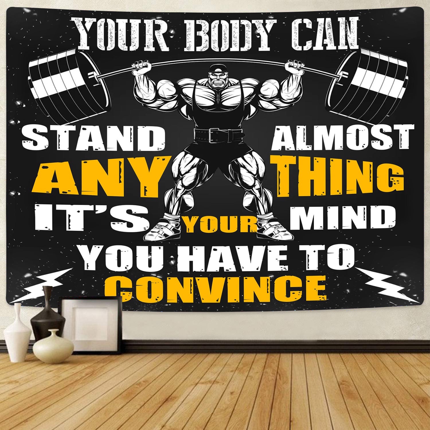 Home Gym Decor Motivational Quotes Banner Flag Tapestry