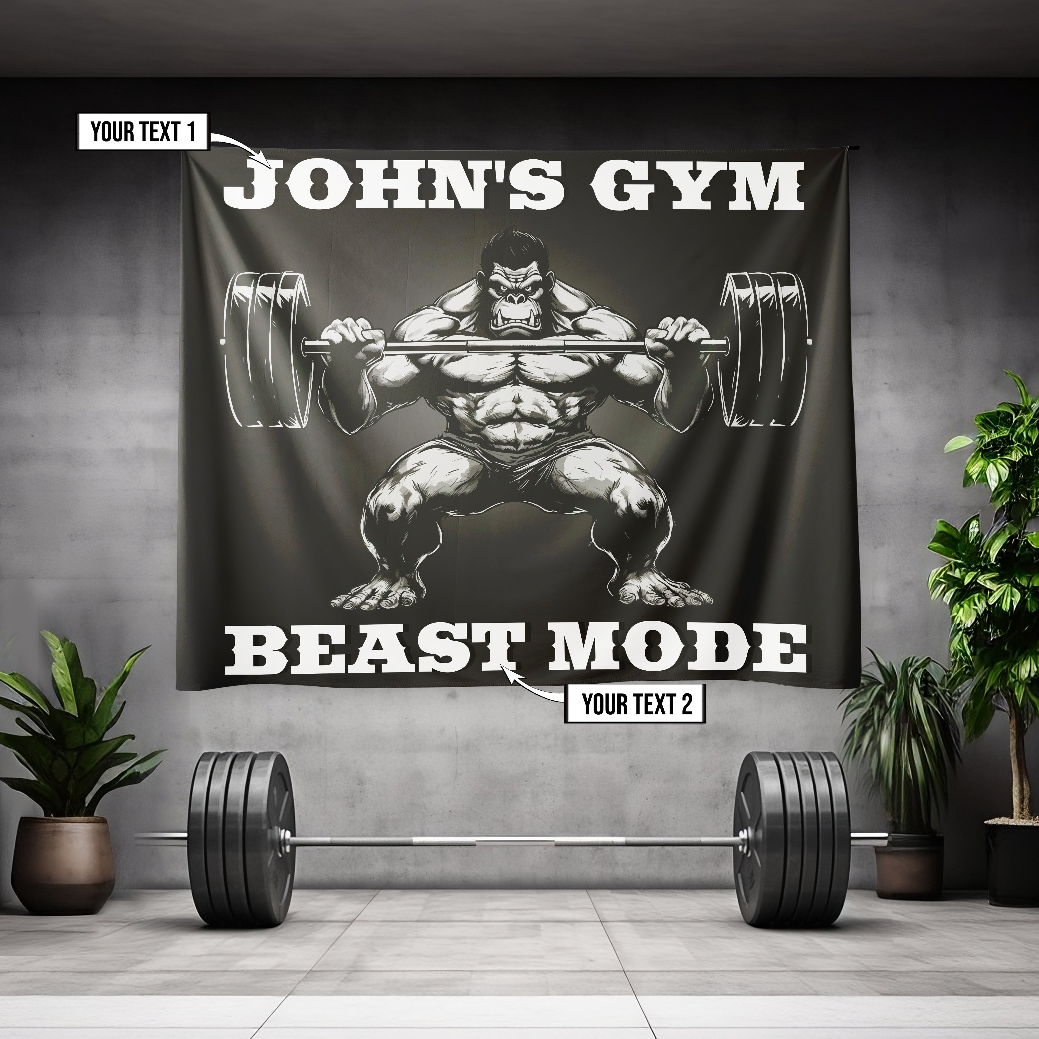Strong Gorilla with Barbell Gym Flag Train Like a Beast 11293