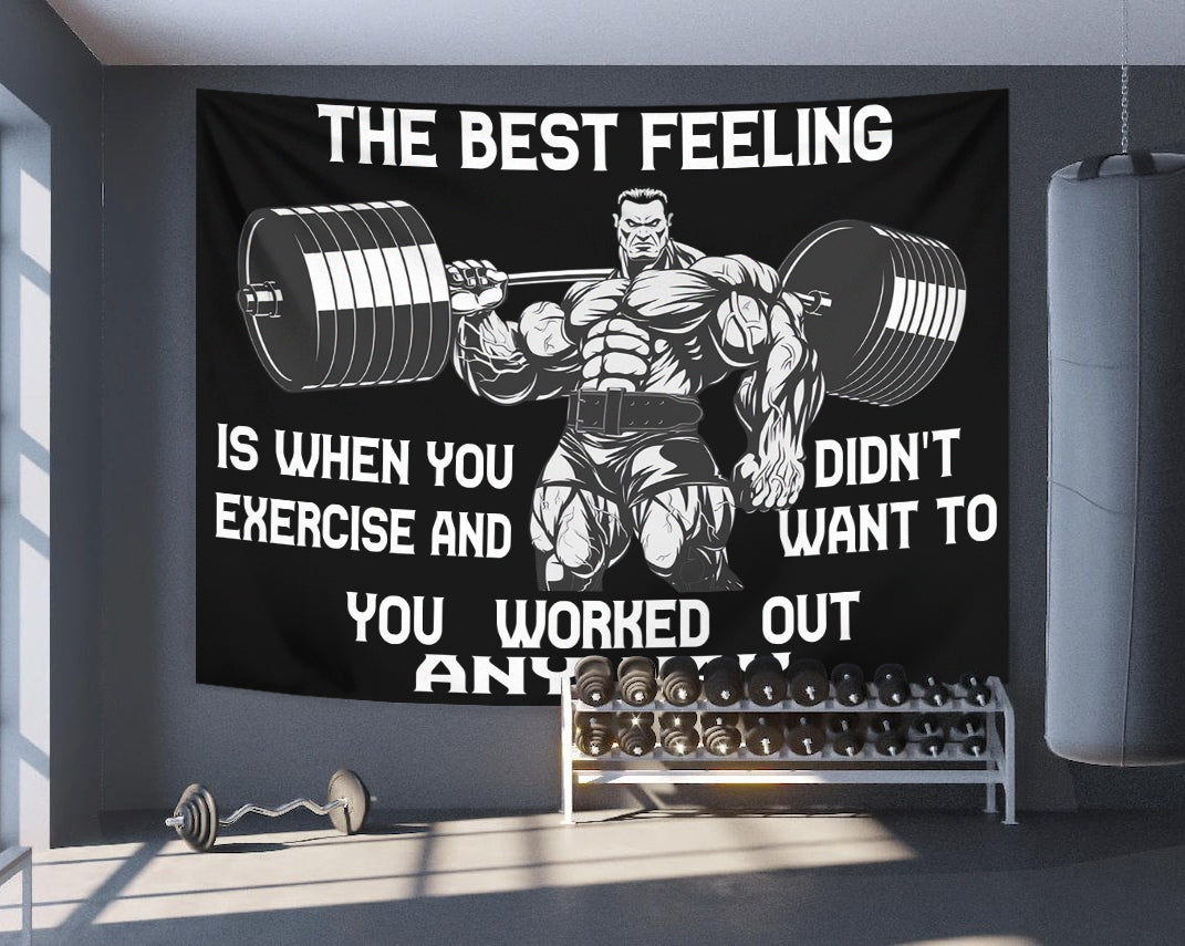 Home Gym Decor Motivational Quotes The Best Feeling Banner Flag Tapestry