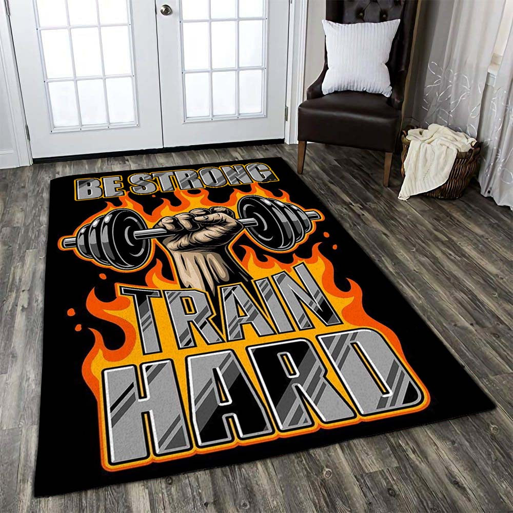 Gym Rug Home Gym Decor Fitness gifts Be Strong Train Hard