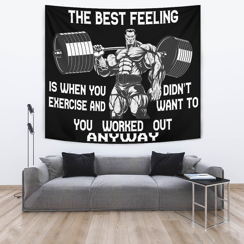 Home Gym Decor Motivational Quotes The Best Feeling Banner Flag Tapestry