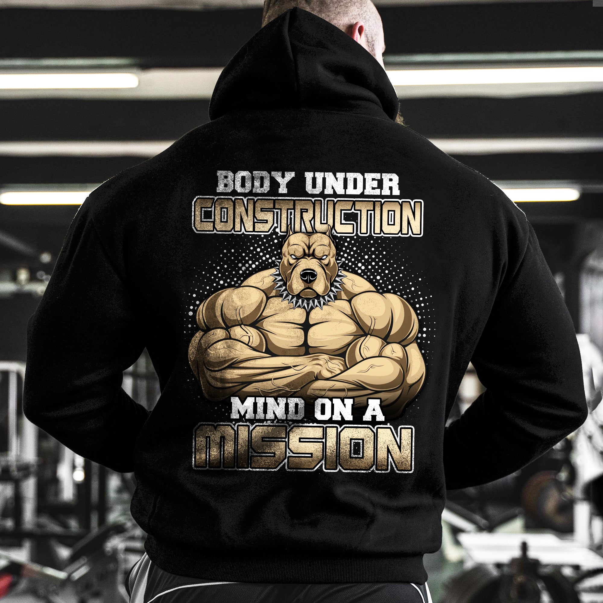 Pump Cover Gym Hoodie Weightlifting Shirt Body Under Construction 11068
