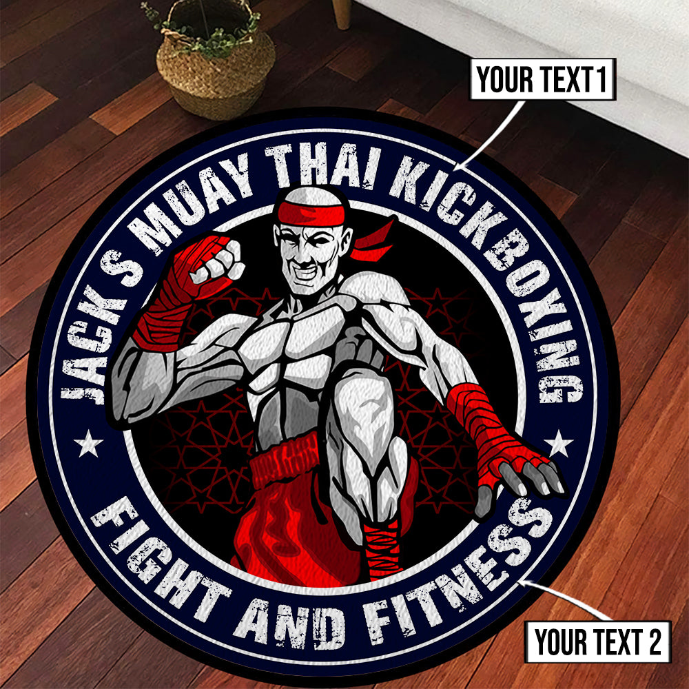 Personalized Muay Thai Gym Kickboxing Round Rug Gym Decor