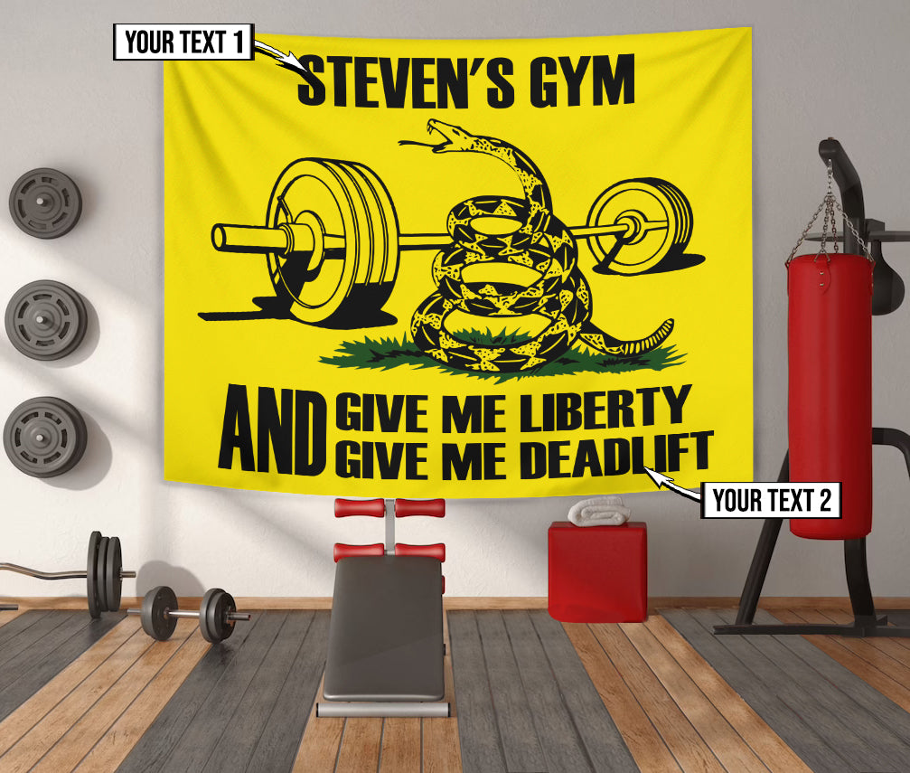 Custom Gym Flag Don't Tread on Me Give me liberty and  Give me deadlift 11216