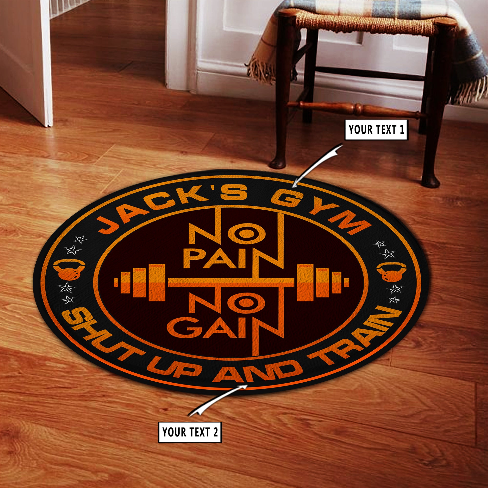 Personalized Gym Round Rug Home Gym Decor Carpet Motivation Fitness ...