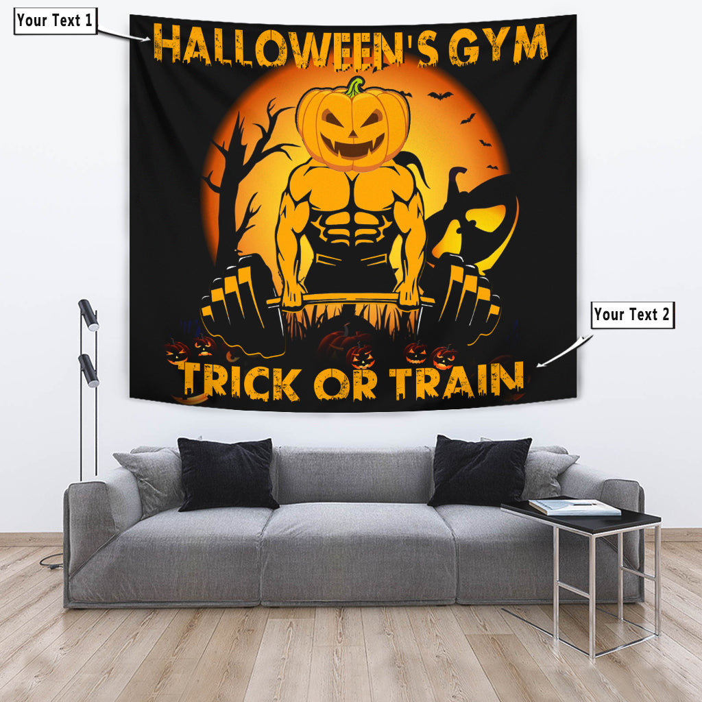 Gym Banner Flag Tapestry Pumpkin Trick Or Train Halloween